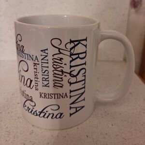 Personalized Name Mug with Blue and Maroon “Kristina” Script